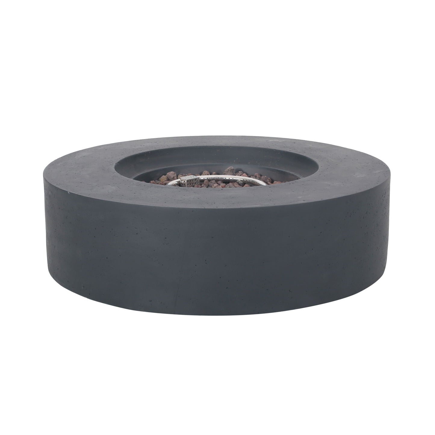 Modern Lightweight Concrete Outdoor Circular Fire Pit 50,000 BTU