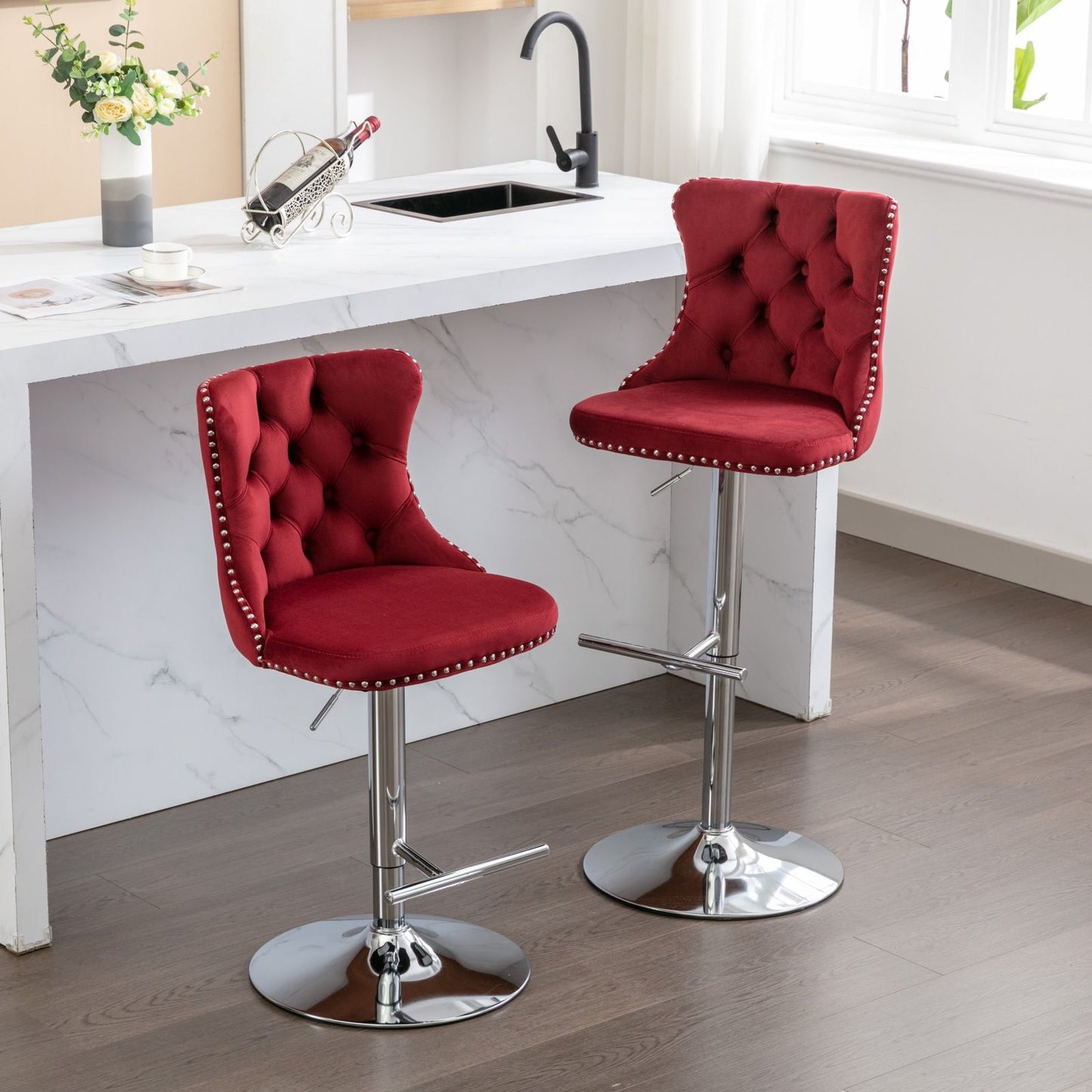 Swivel Adjustable Height Barstools Set of 2
