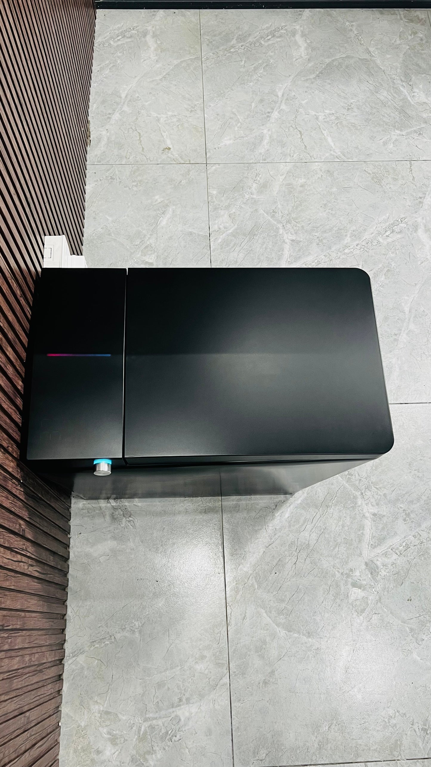 Black Square Smart Toilet with Built-In Tank and Remote Control