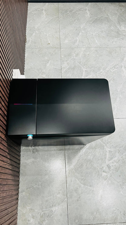 Black Square Smart Toilet with Built-In Tank and Remote Control