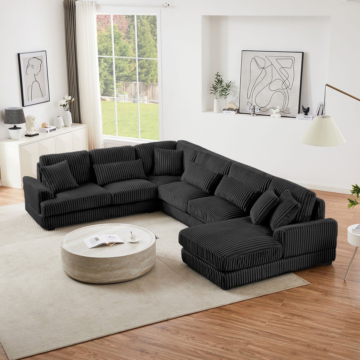 Oversized Sectional Sofa U - Shaped Sofa Couch Modern Sofa Upholstered In Soft With A Chaise Lounge For Living Room