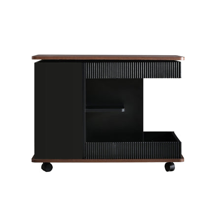 Adjustable End Table With Wheels, 360°Rotating Top And Storage Space