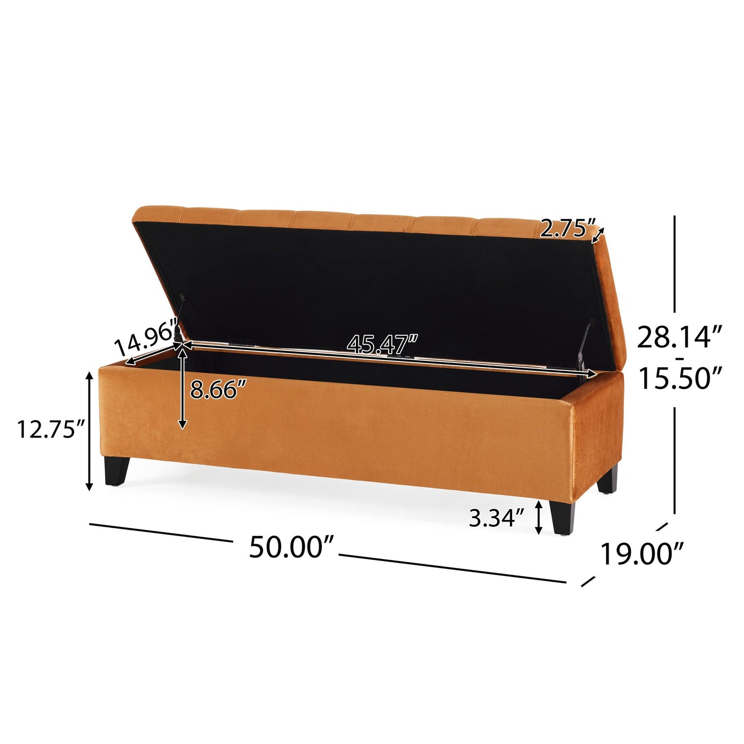 Wendover Elegant Tufted Storage Bench With Lift-Up Top And Birch Wood Legs