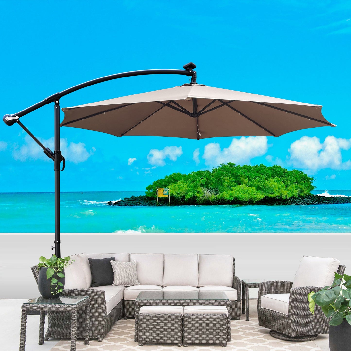 10 ft Outdoor Solar Powered LED Patio Umbrella