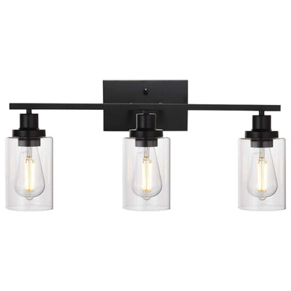 3 Light Wall Sconce Lighting with Clear Glass Shade Bathroom Vanity Lamp Fixture Modern Mounted Light for Porch Mirror Living Room Bedroom Hallway