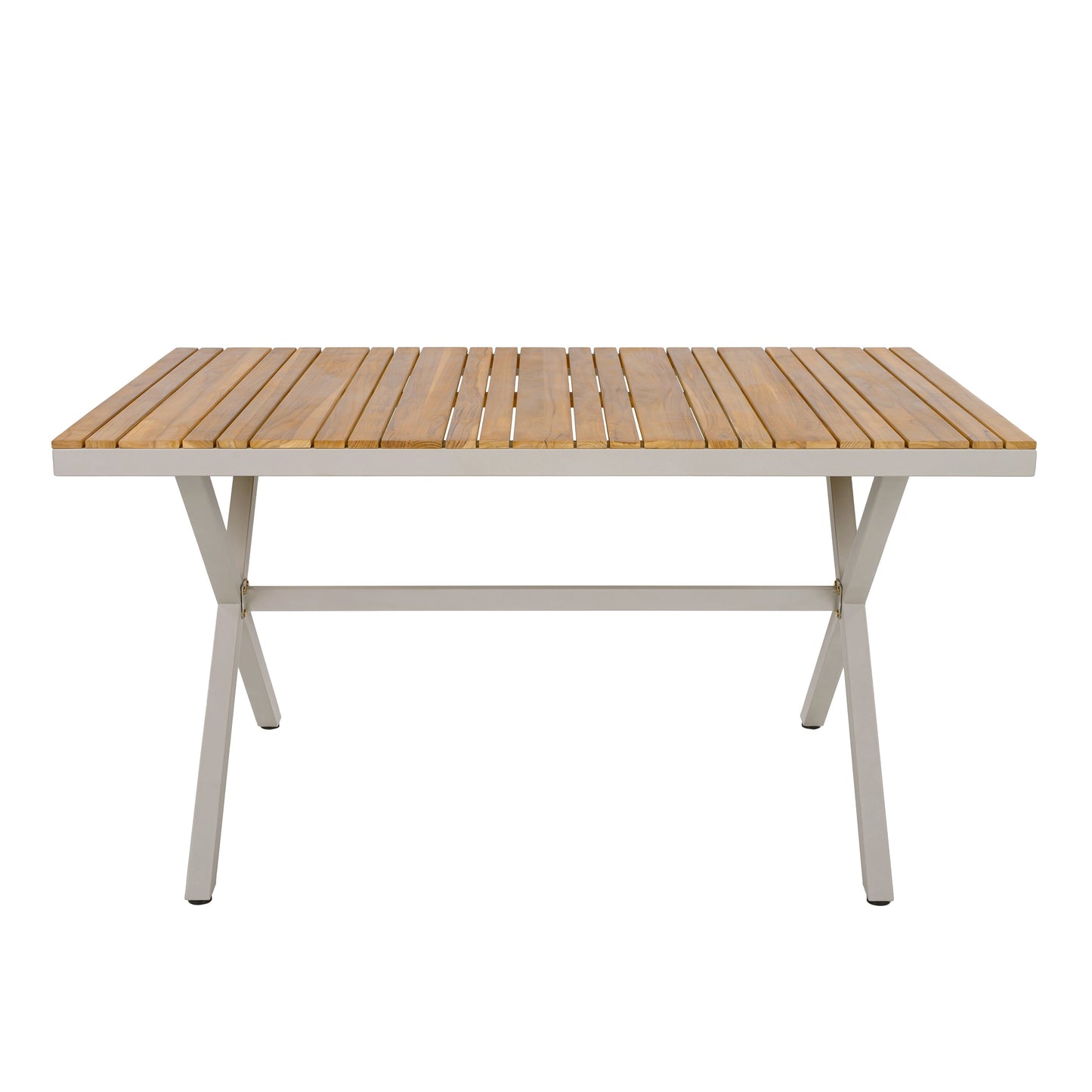Teak Wood Top Outdoor Table with Steel Frame