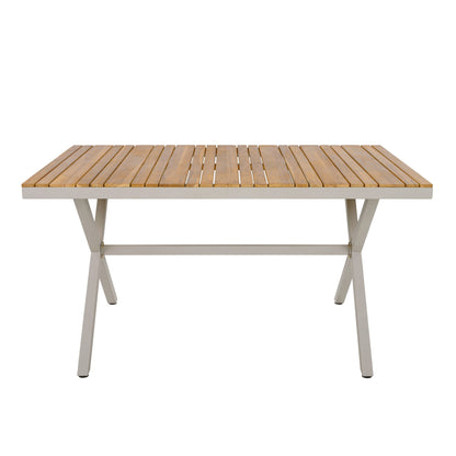 Teak Wood Top Outdoor Table with Steel Frame