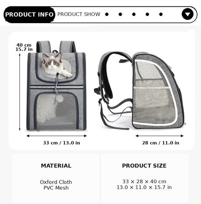 Cat Backpack Carrier Large Pet Backpack For Small Dog Medium Cat Puppy Kitten Bunny Up To 13lbs, Ventilated Mesh Dog Collapsible Travel Backpack For Hiking Walking Outdoor