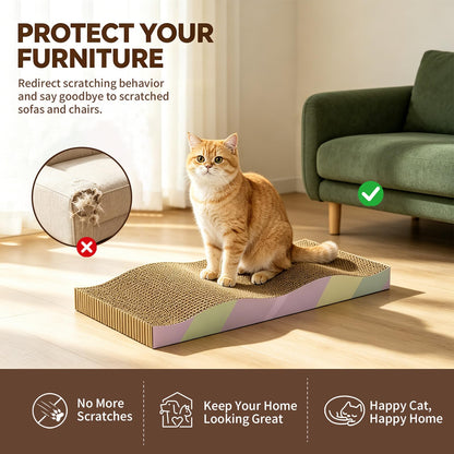 Cat Scratching Board 2-Pack, Reversible Cat Scratcher Pad, Large Odor-free,Double-sided Use,Wave Shape,Sturdy,Extra Large,2 Count,cat Toys
