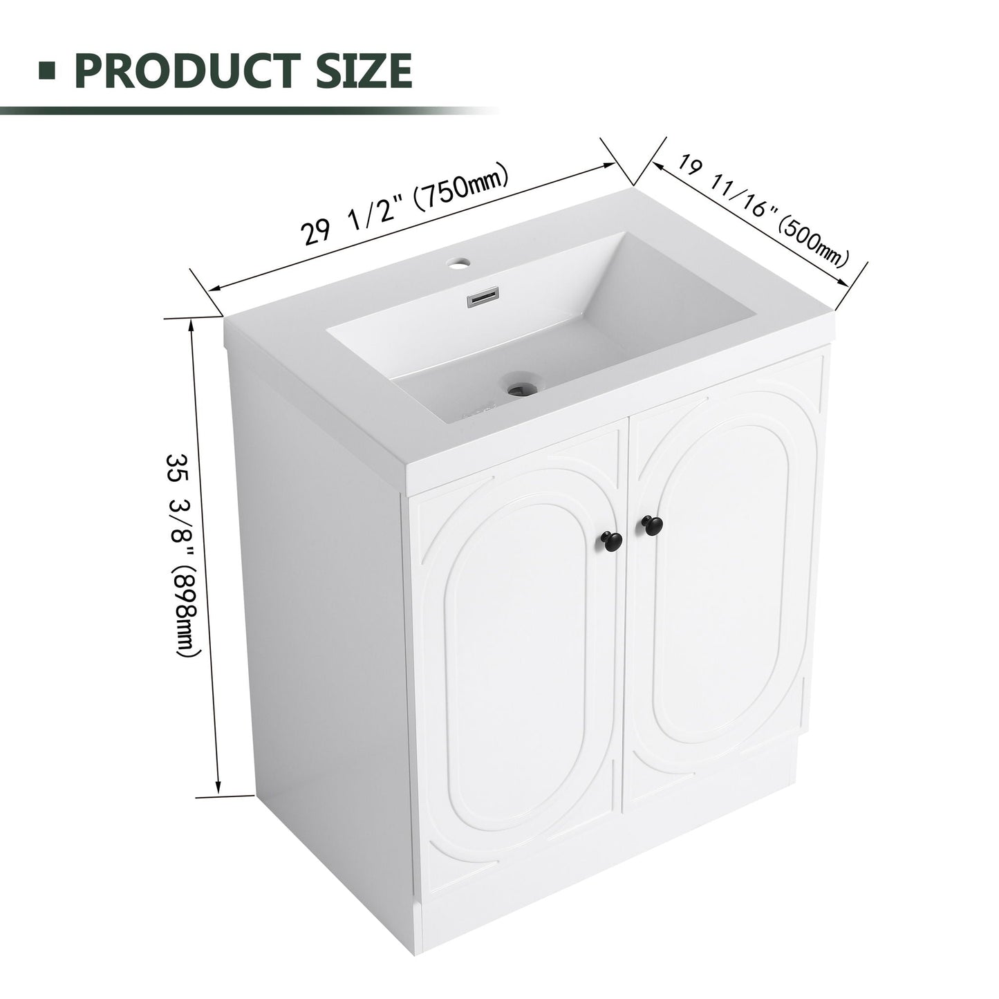Contemporary Freestanding Bathroom Vanity With Resin Sink & Soft-Close Cabinet Doors