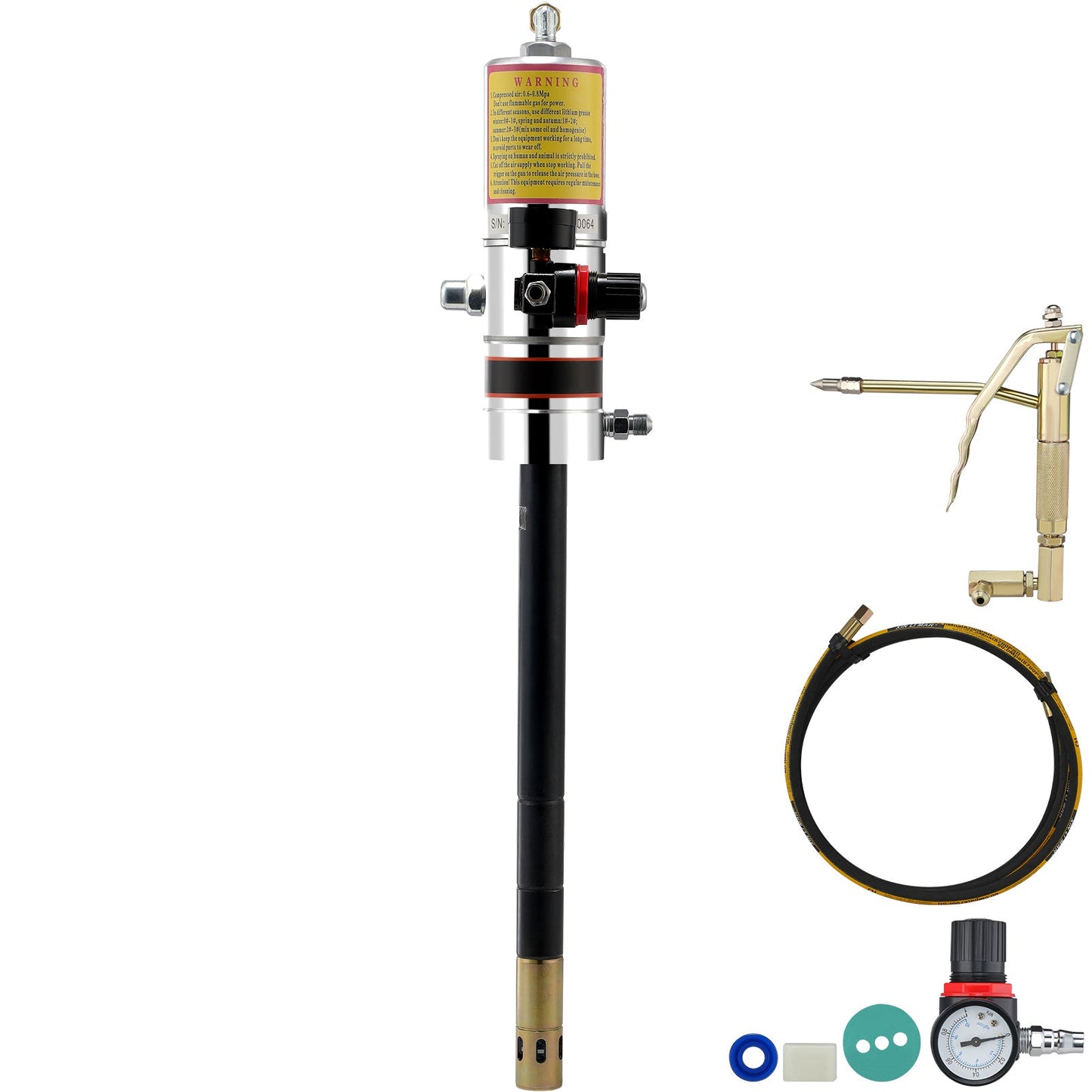 VEVOR Air Operated Grease Pump with 13 ft Hose and 360° Swivel Gun