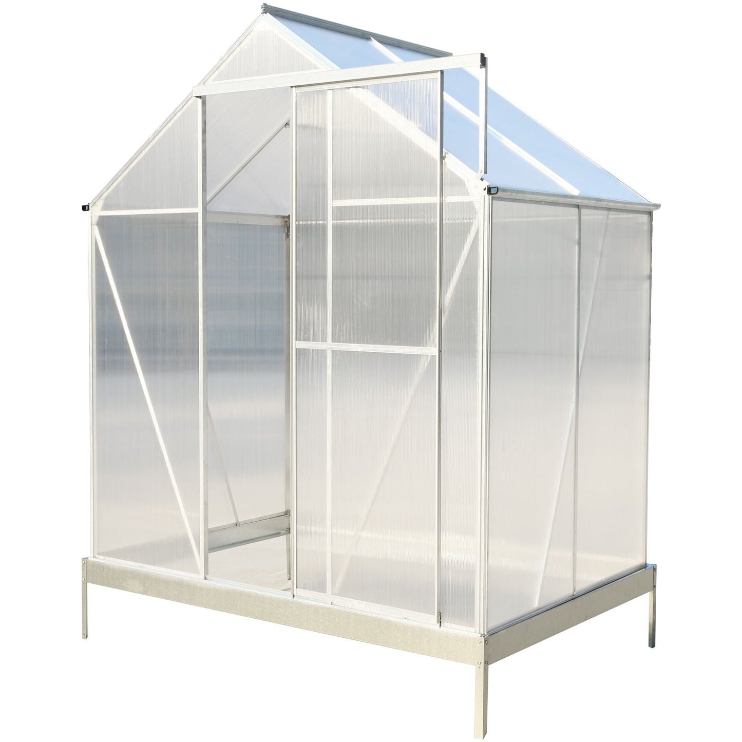 Polycarbonate house, Heavy Duty Outdoor Aluminum Walk-In House Kit With Rain Gutter, Vent And Door For Backyard Garden