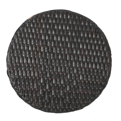 Outdoor 16-Inch Multi-Brown Wicker Hourglass Side Table