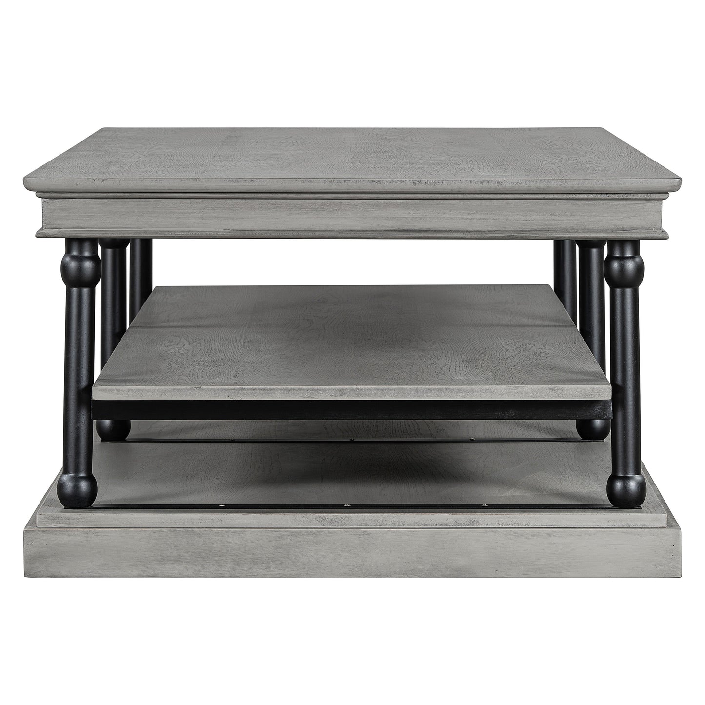55.1" Wood Coffee Table with Storage Shelves