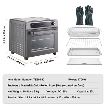 12-in-1 Air Fryer Toaster Oven 25L Stainless Steel 1700W