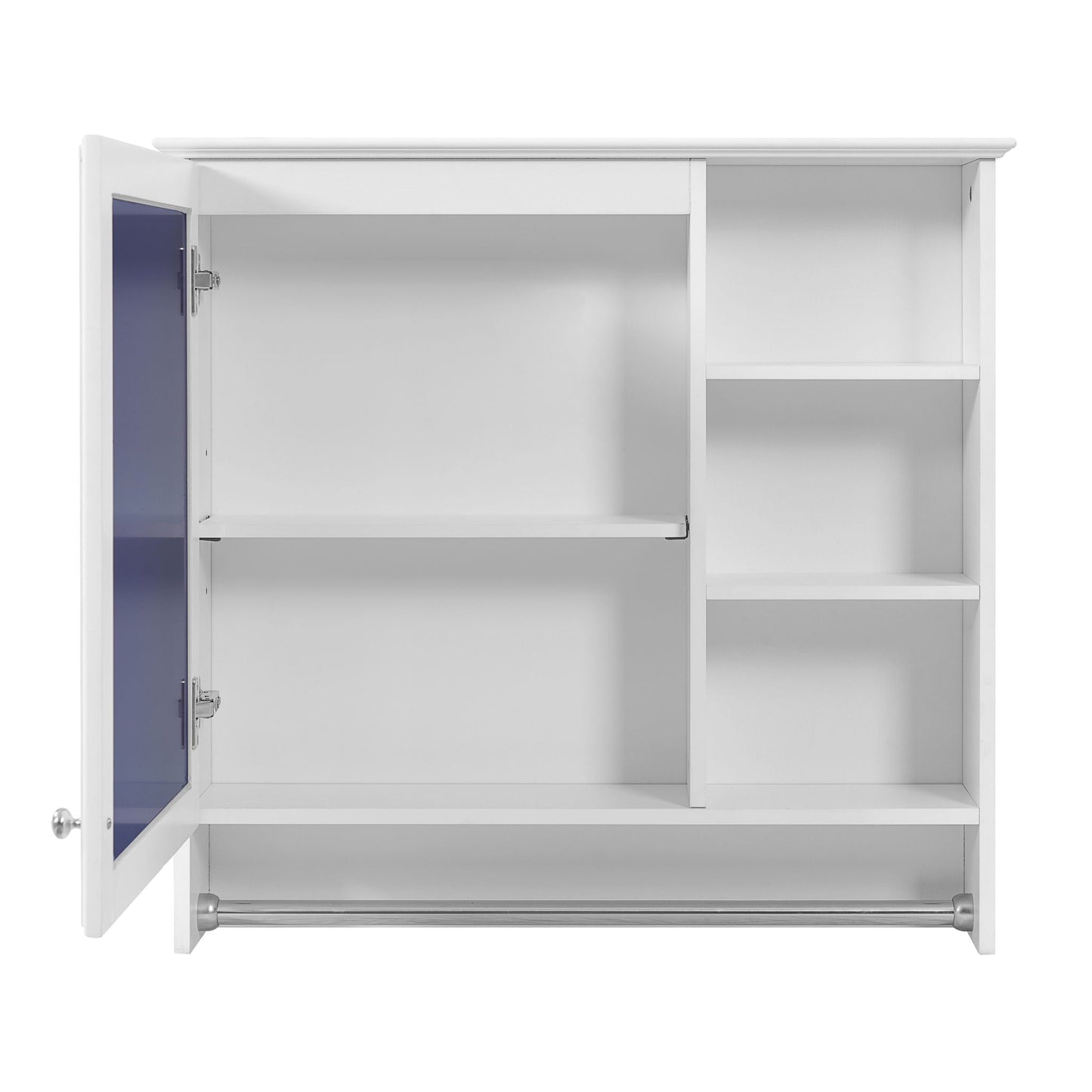 Wall Mount 2 In 1 Mirror Cabinet With Adjustable Shelf, Soft-Closing Hinges