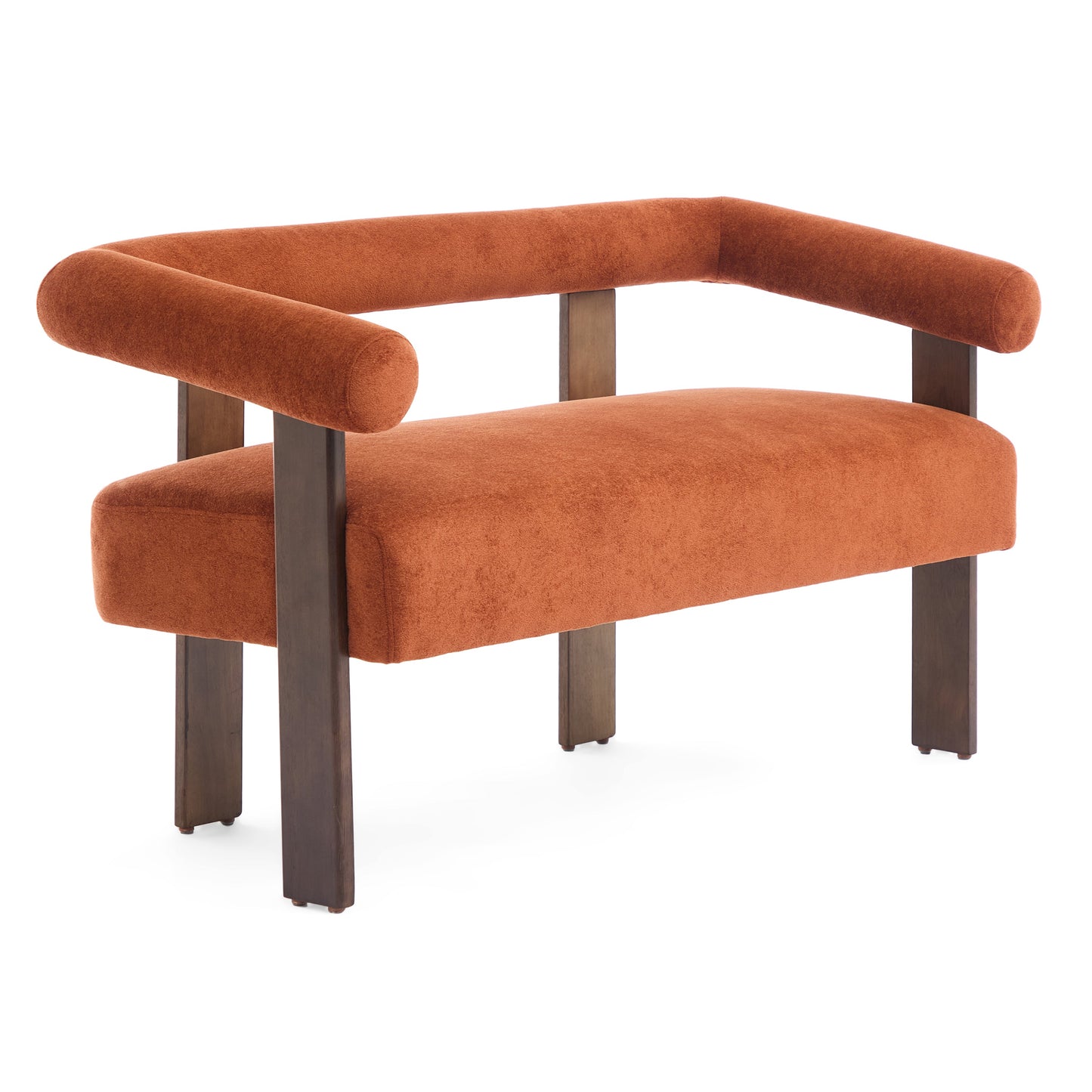 Round Armrest Loveseat (Dark Orange + Brown)