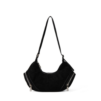 Large capacity suede shoulder bag, slouch bag, vintage casual bag hobo