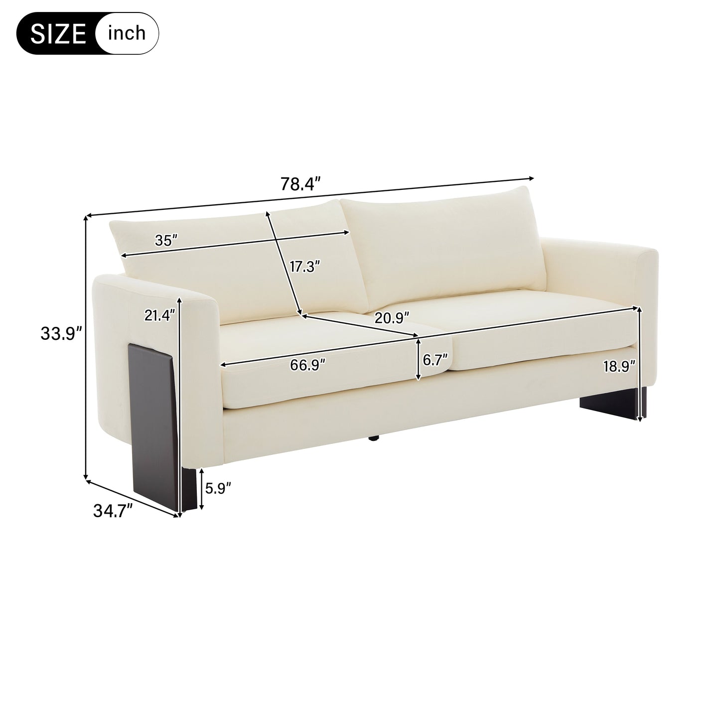 Cozy Sofa Set Oversized Comfy Cloud Sofa with Rubberwood Legs