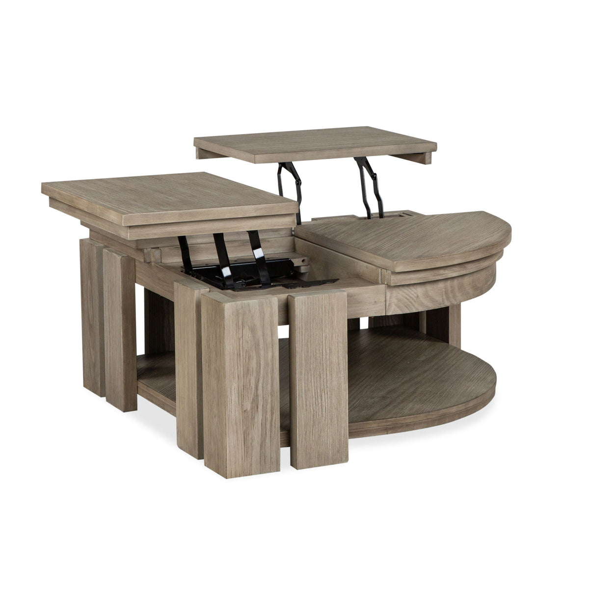 Conrad - Pie Shaped Lift Top Cocktail Table With Casters - Stone Harbor Gray
