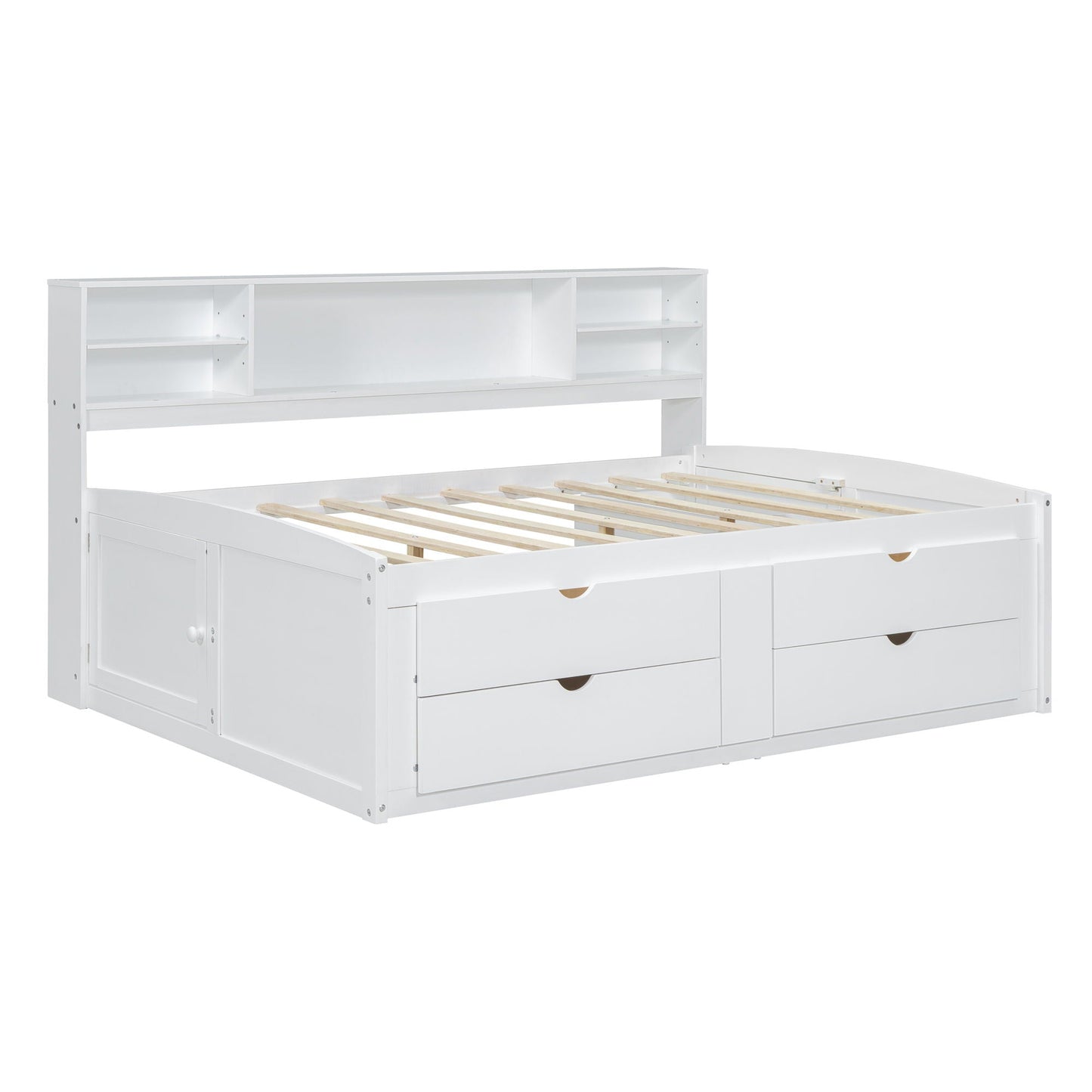 Daybed With 2 Bedside Cabinets, Upper Shelves And 4 Drawers