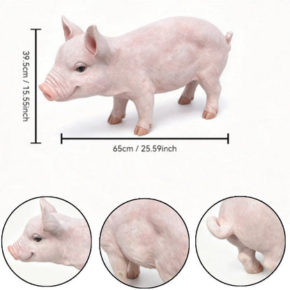 Cheerful Beige Pig Garden Statue