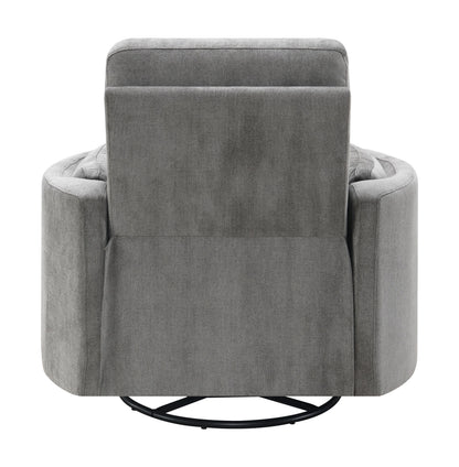 Sagen Charcoal Chenille Glider Recliner with Swivel
