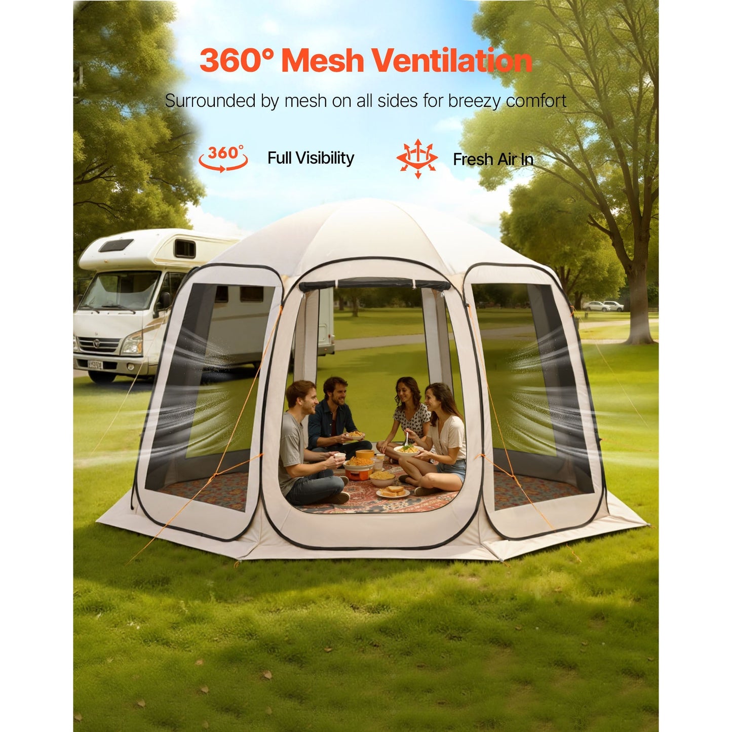 Screen House Tent, 12 x 11 ft, 10-12 Person Portable Canopy