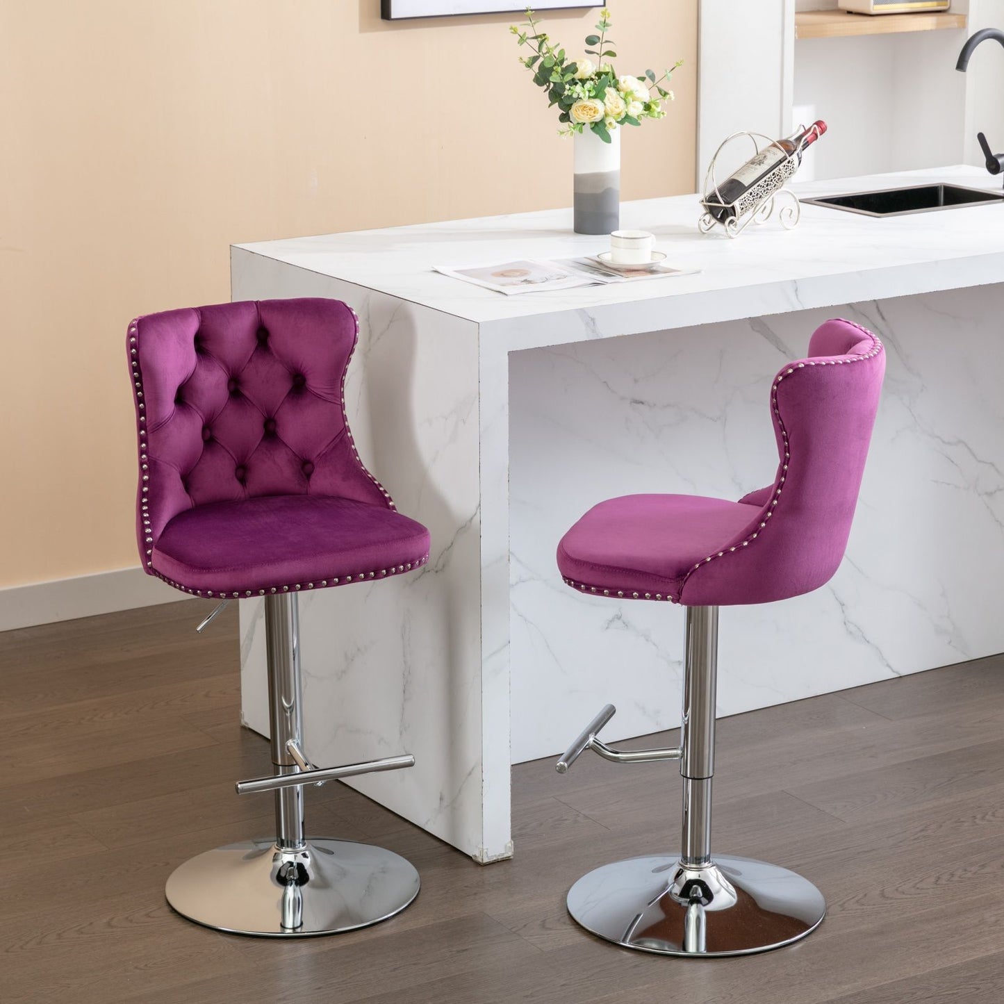 Swivel Adjustable Height Barstools Set of 2