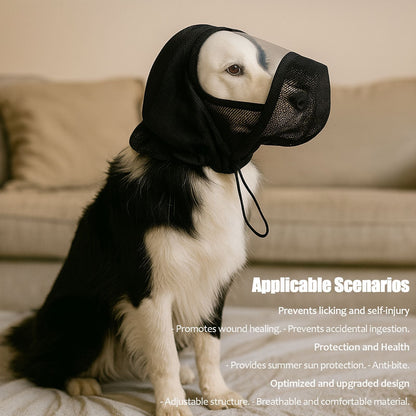 Dog Protective Mask Dog Mesh Muzzle Hood Mosquito And Insect-Proof Head Cover Breathable Anti Bite Anti Licking Mask