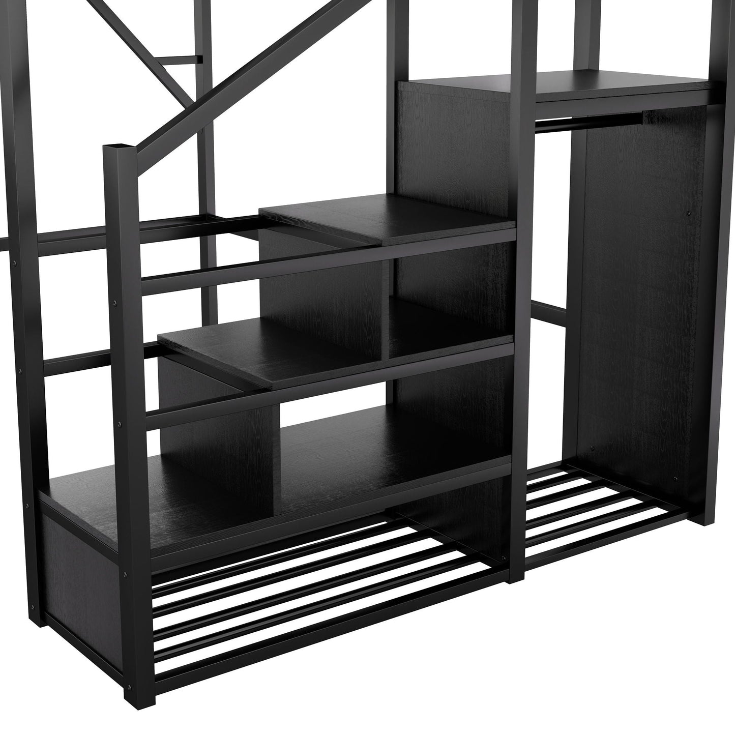 Loft Bed With Storage Shelves, Wardrobe