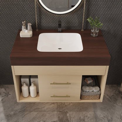 29.9" Modern Floating Bathroom Vanity with Sintered Stone Top
