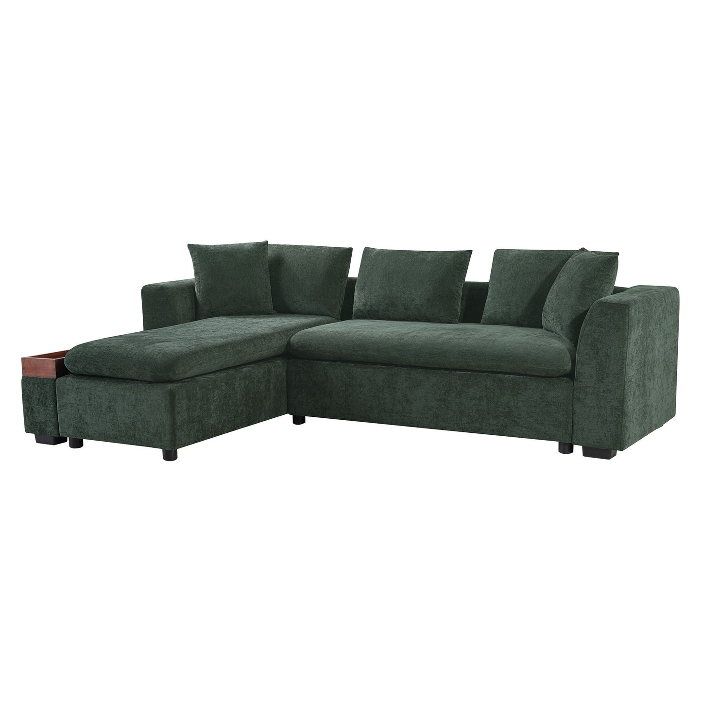 Modern L Shaped Sectional Sofa With Upholstery And Wooden Storage