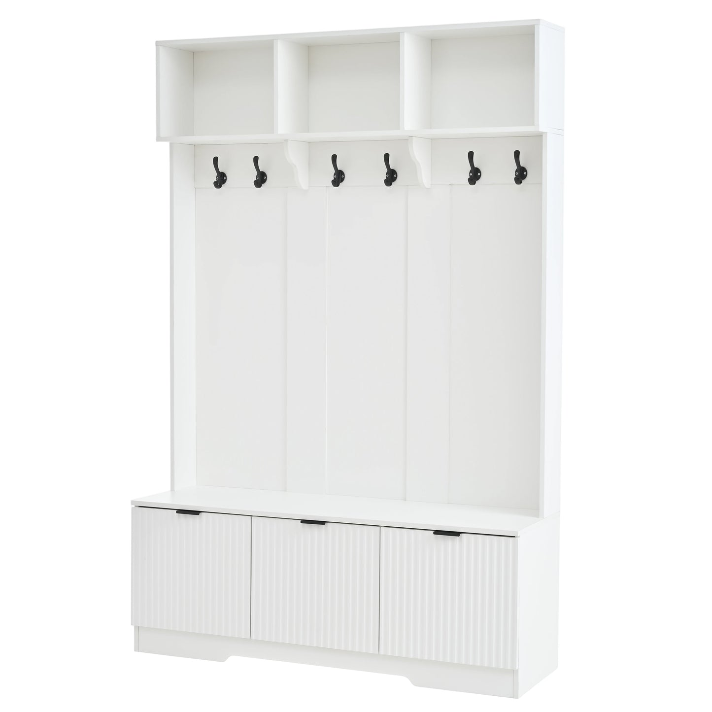49.6" 5-in-1 Hall Tree with Bench, Shoe Storage & Cabinets