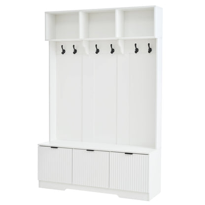49.6" 5-in-1 Hall Tree with Bench, Shoe Storage & Cabinets
