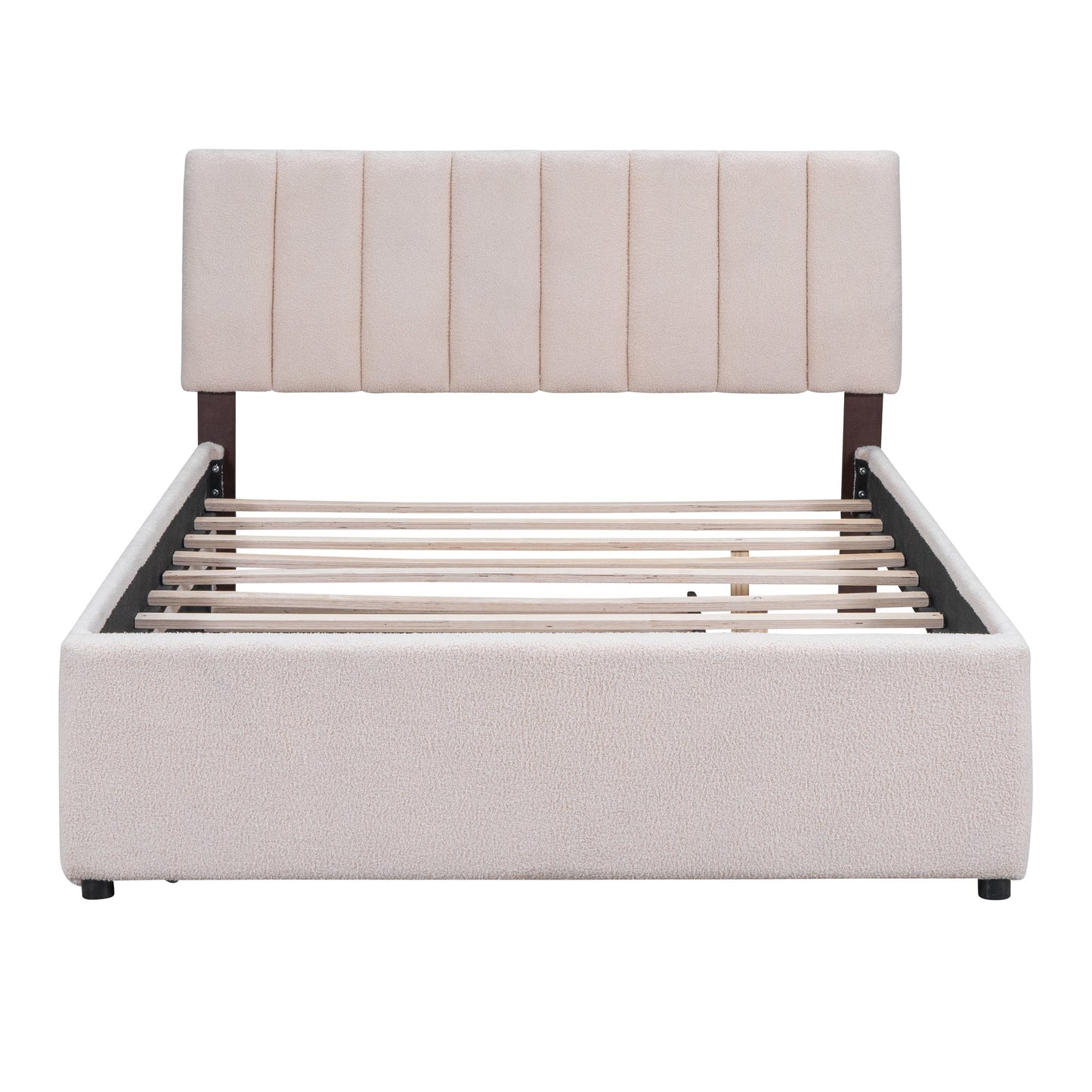 Teddy Fleece Full Size Upholstered Platform Bed with Twin Trundle