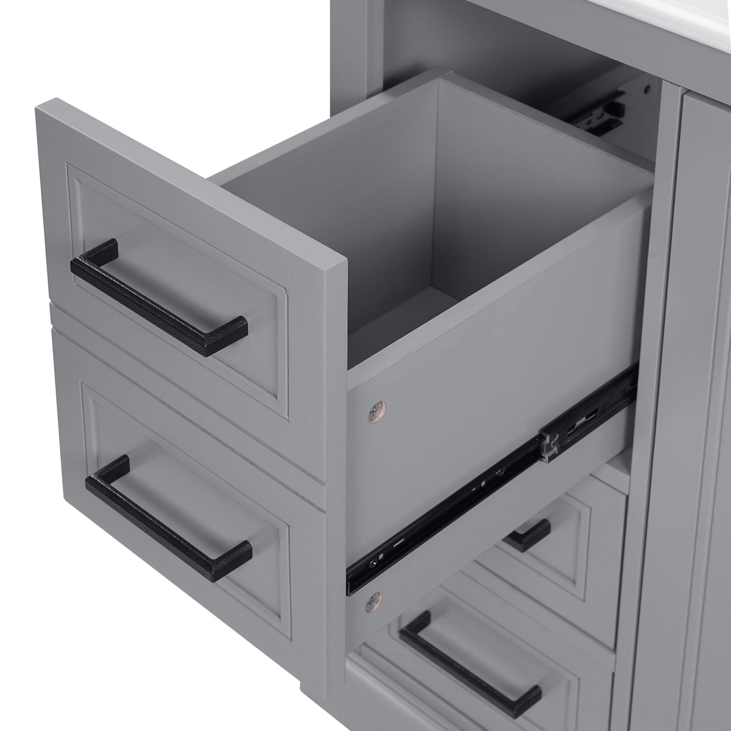 Bathroom Vanity With Sink, Soft Close Doors, Adjustable Shelf & 3 Drawers