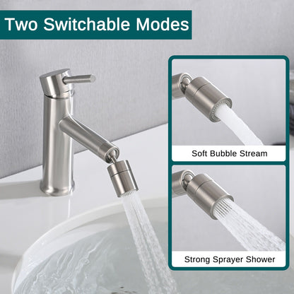 2 Mode Bathroom Faucet With 360 Degree Rotating Aerator For Sink