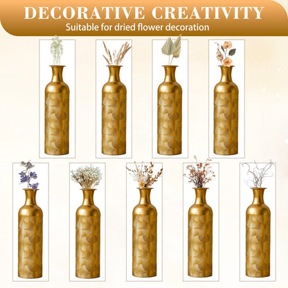 3 Pack Semi-Handcrafted Gold Metal Vase Collection