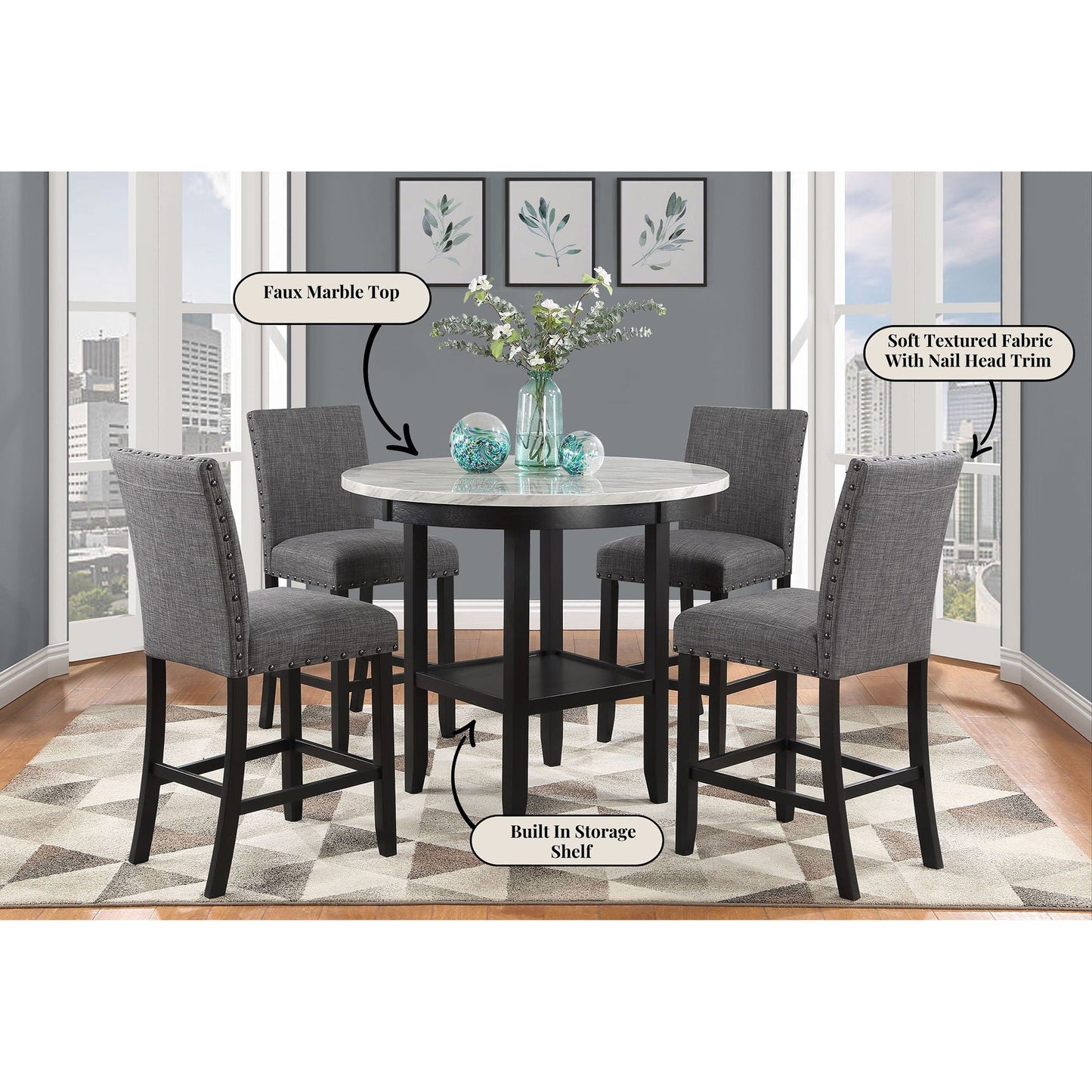 Greta - Bar Table And Bar Stool Set - Antique White