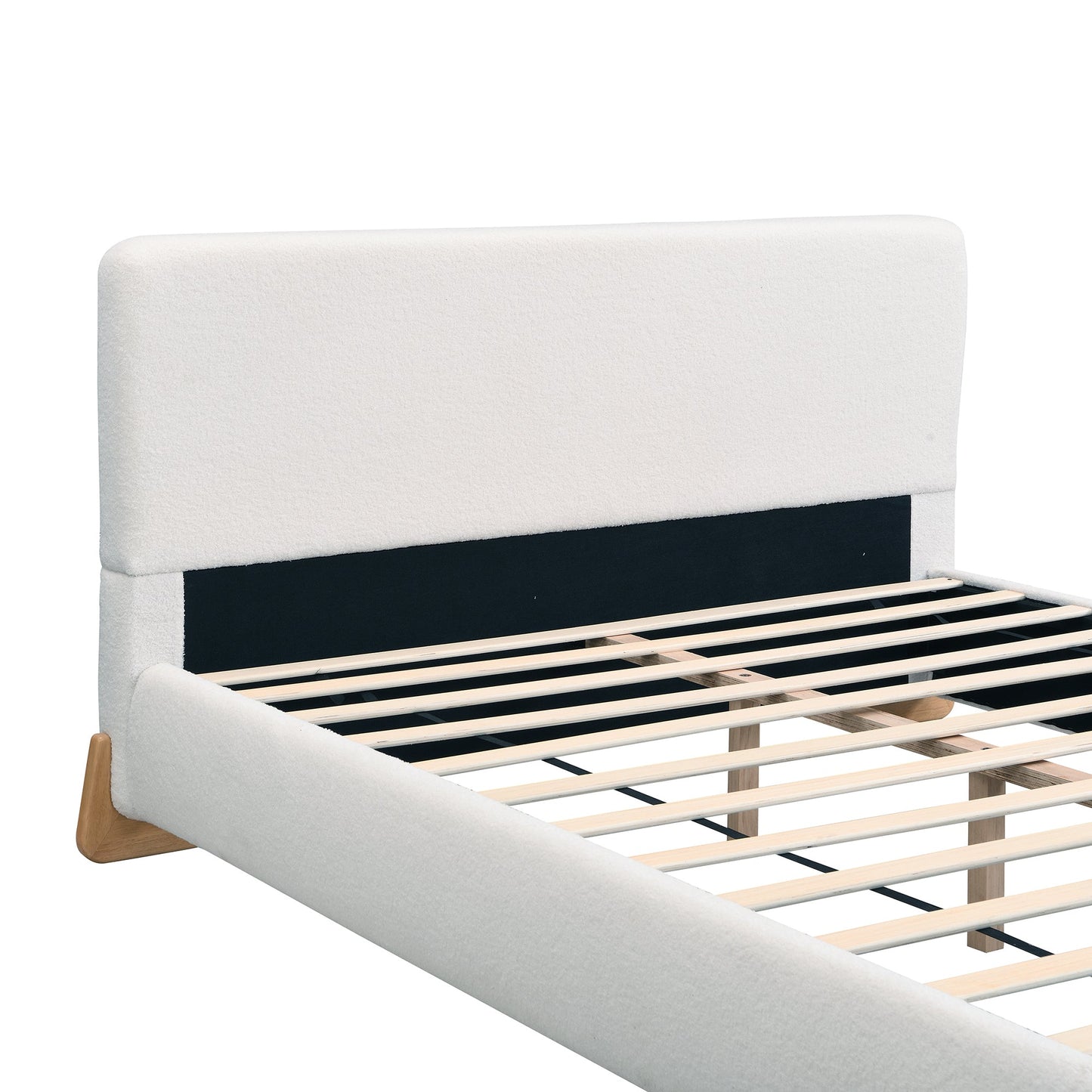 Elegant Boucle Upholstered Bed, Queen Size