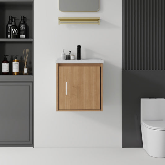 20 Inch Floating Bathroom Vanity with Sink, Soft-Close Door, Ceramic Sink, Plywood