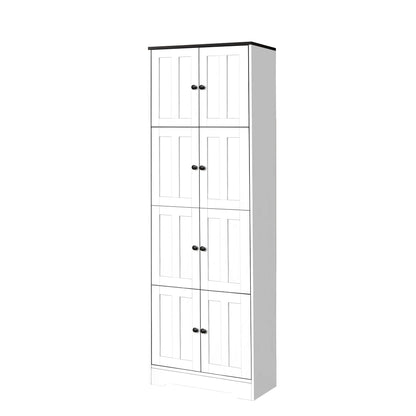Tall Storage Cabinet With 8 Doors And 4 Shelves, Wall Storage Cabinet For Living Room, Kitchen, Office, Bedroom, Bathroom