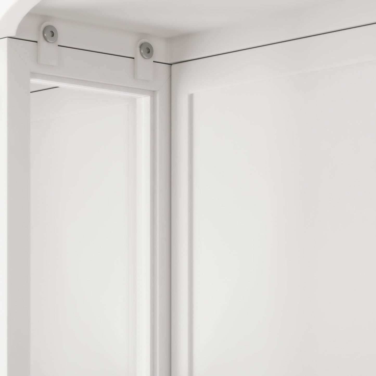 Arched Glass Double Door Wardrobe With Shatterproof Mirror, Open Shelf & Towel Rack