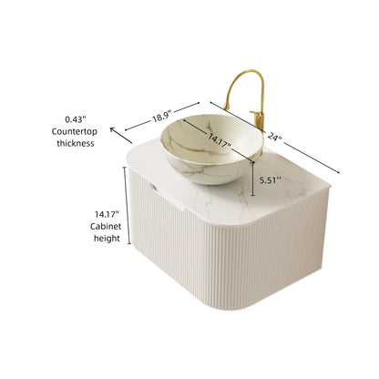 DINA 24" Bathroom Vanity & Sink with Floating Curved Edges
