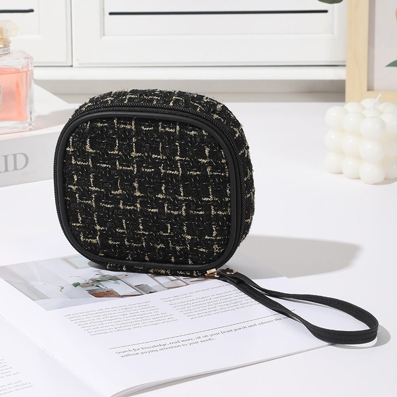 Chanel-style Makeup Bag With Handle Waterproof Storage Travel Organizer