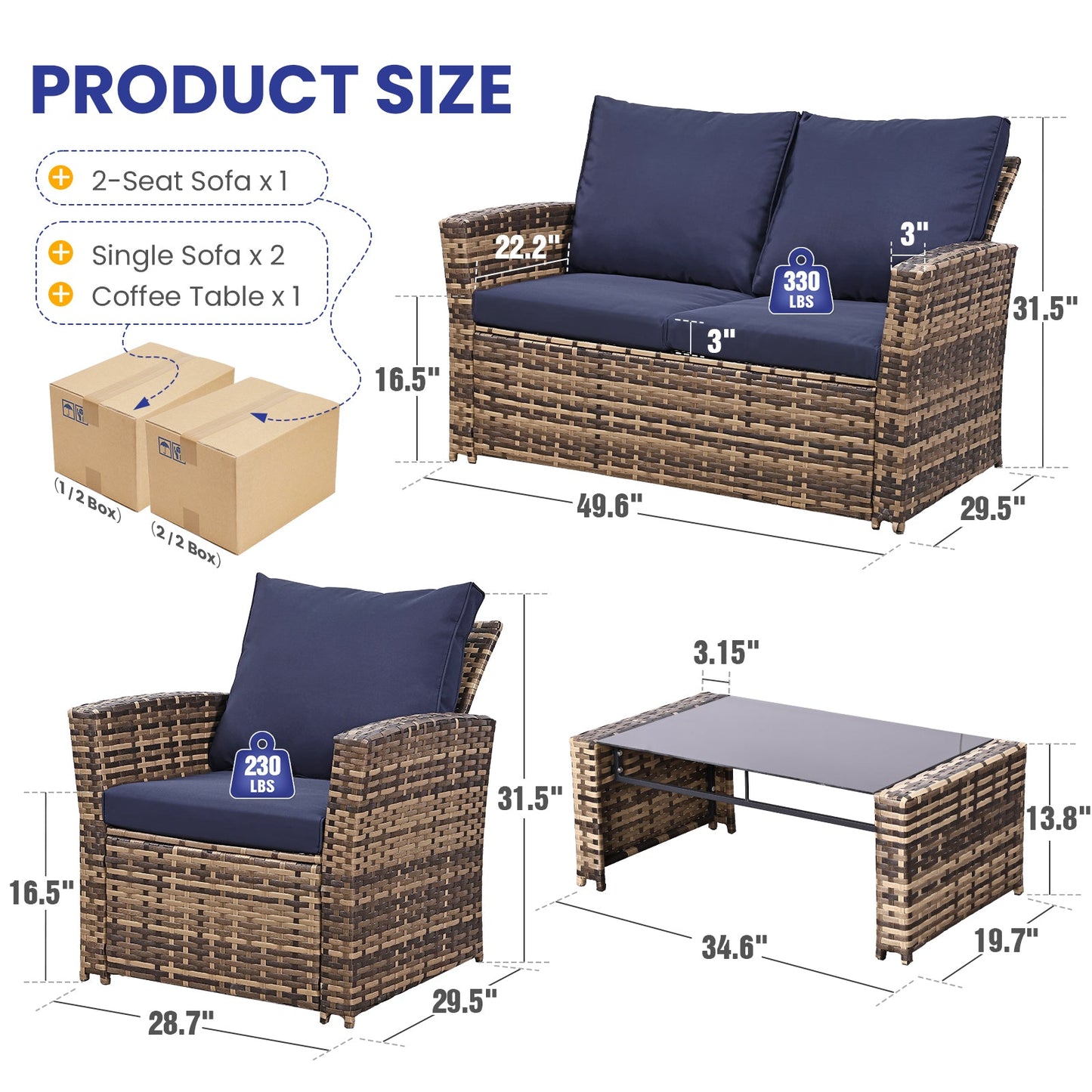 KROFEM 4-Piece Patio Furniture Set