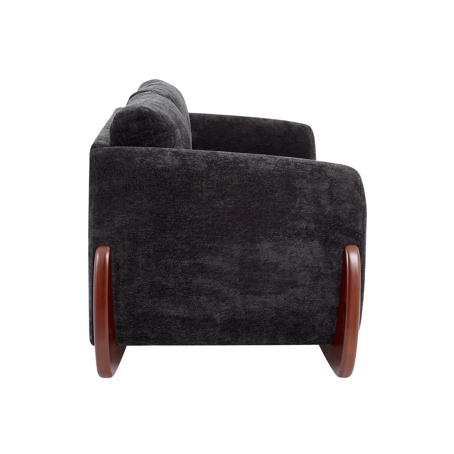 89"L Sofa with Chenille Fabric and Wooden Legs