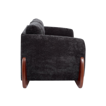 89"L Sofa with Chenille Fabric and Wooden Legs