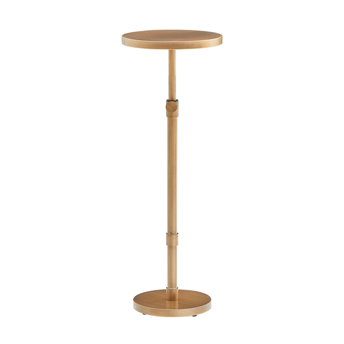 Morven - Adjustable Height Accent Table With Round Top - Antique Brass